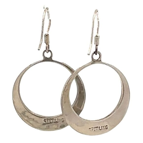 Sterling Silver & Mother of Pearl Round Circle Dangle Pierced Hook Earrings! 25 - Picture 2 of 7
